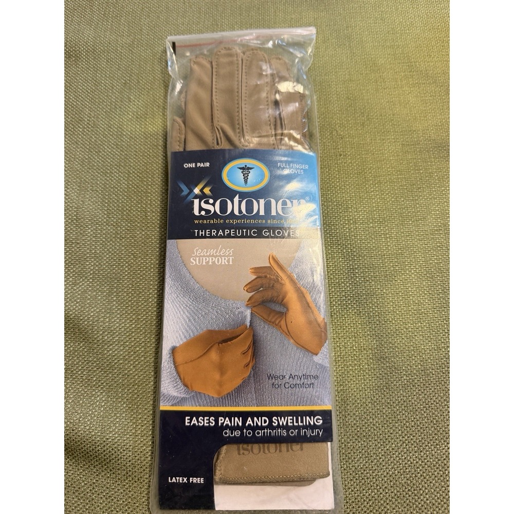 ISOTONER Full Finger Therapeutic Gloves - A25831 Camel Color Size Large